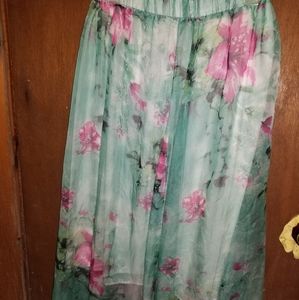 Mint Floral Chiffon Maxi Skirt 👗 M